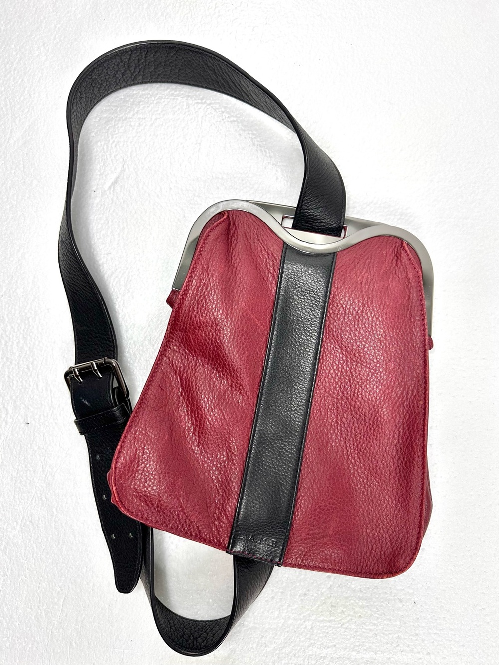 Vintage L.A.M.B. Red and Black Pebbled Leather One Shoulder Sling Back